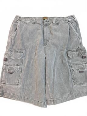 Boulder Creek by King Size Men Sz 44 Big Elastic Gray Denim Cargo Shorts